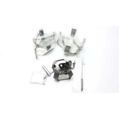 Silver metallic hexagonal camping stove with black rubber grip and burner assembly for forma scientific orbital shaker 4518