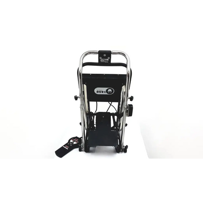 Black and chrome electric stair climber with sleek modern design by Furniss Corporation Phoenix knee CPM model 1850