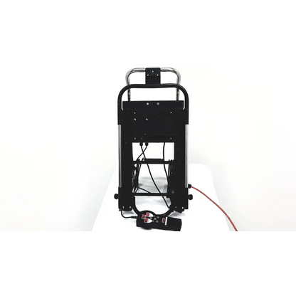 Black metal bicycle rack with handlebar mount and control unit on the ground in furniss corporation phoenix 1850 knee cpm