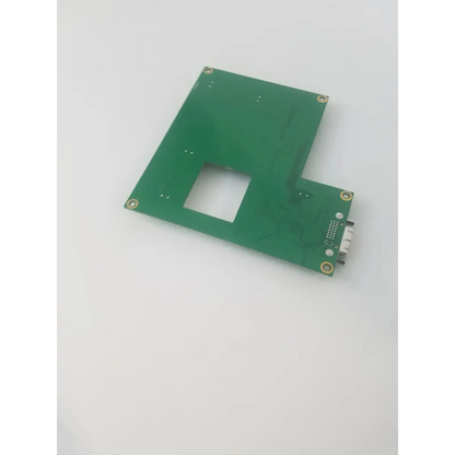 Green rectangular fw15lxg circuit board with cutout and gold-colored mounting holes for electronic applications