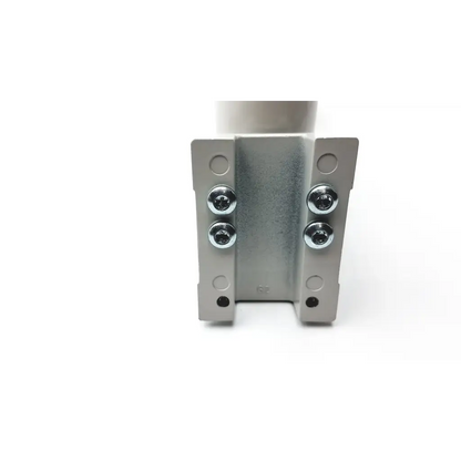 Silver metallic u-shaped bracket with four bolts securing its sides for gcx wmm-0006-01 pivot arm