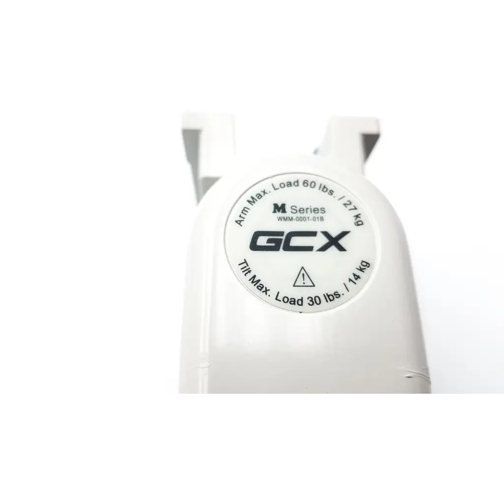 White plastic gcx wmm-0006-01 pivot arm exercise machine with load capacity markings and durable design
