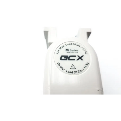 White plastic gcx wmm-0006-01 pivot arm exercise machine with load capacity markings and durable design