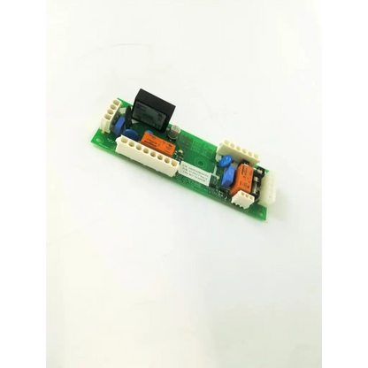 Green acpc board bbcb2-12 with white and orange connectors, blue capacitors, black relay, and orange component mounted