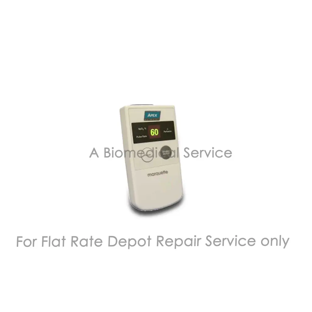 White apex pulse oximeter by masquerette showing digital readout 60 for ge apex oximeter repair service medical equipment flat-rate repair
