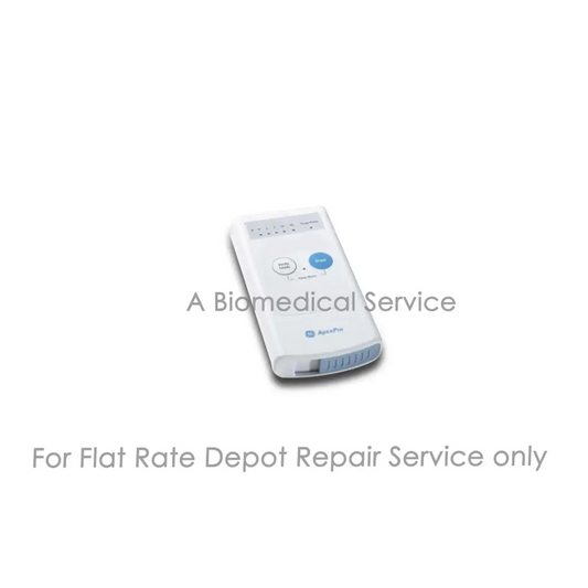 White and light blue apexpro portable cardiac monitor with circular buttons and indicator lights for medical equipment repair service