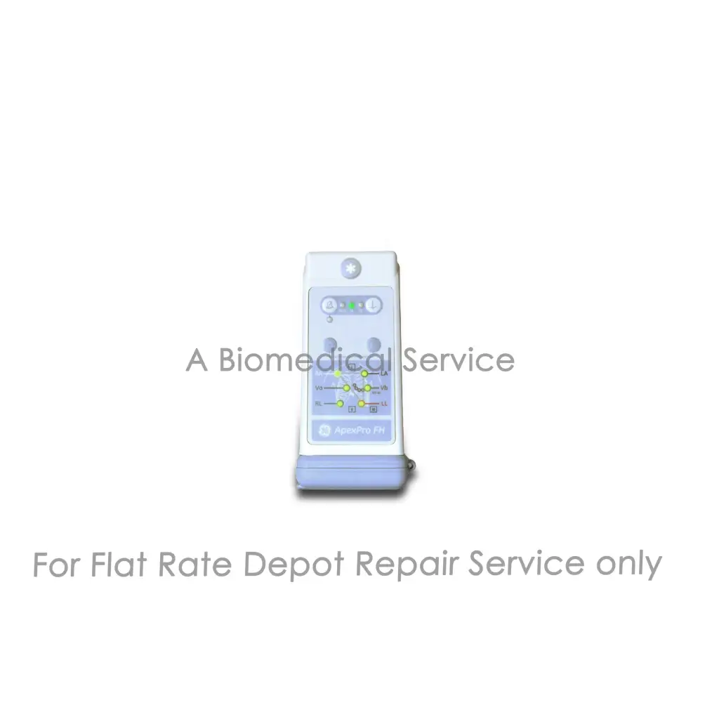 White and light blue aposapro fit medical device with digital display and buttons for GE ApexPro FH telemetry transmitter repair service