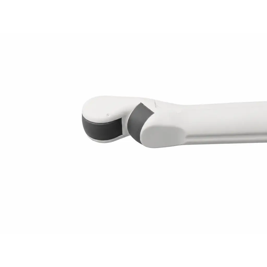 White and gray ergonomic handle of ge be9cs-d ultrasound transducer probe with smooth curved design biomed certified