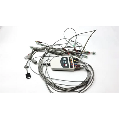 Gray ge cam 14 hd acquisition module cam medical monitor with multiple coiled cables and connectors visible from back side