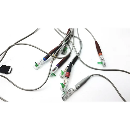 Gray ethernet cables with clear connectors and colored strain relief boots for module cam hd acquisition 900995-003