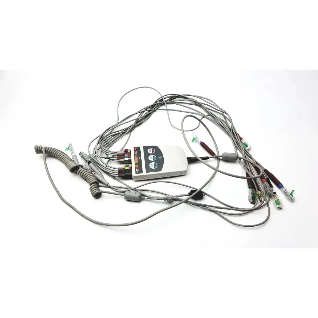 Gray ge cam 14 hd acquisition module cam with multiple coiled cables and connectors for medical ecg use