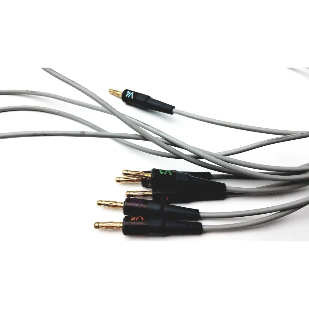 Gray audio cables with black connectors and gold-plated tips featuring subtle logo for module cam hd g-bbhc2-4e use