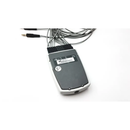 Gray and white ge cam 14 hd acquisition module cam hd g-bbhc2-4e with multiple gray cables extending from top