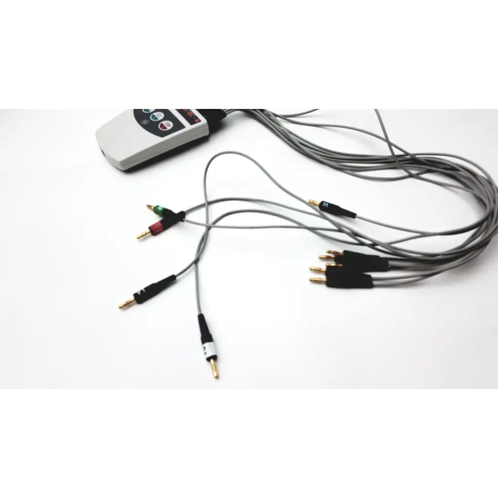 Gray medical-grade cable bundle with red and green rca connectors for ge cam 14 hd acquisition module cam hd g-bbhc2-4e