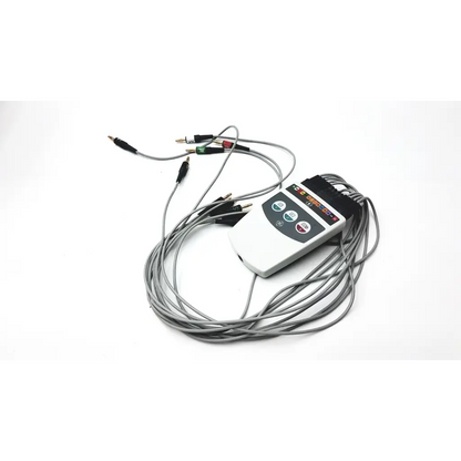 White ge cam 14 hd acquisition module cam hd with gray cables and colored connectors for medical monitoring use
