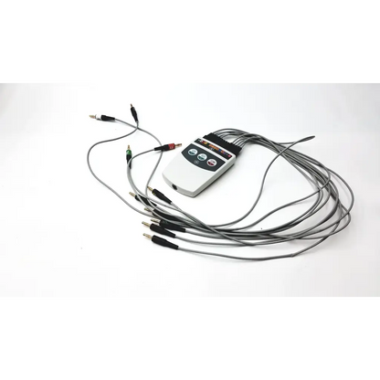 Gray medical-grade ecg lead unit with multiple cables and connectors for ge cam 14 hd acquisition module cam hd g-bbhc2-4e
