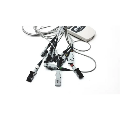 Gray and black medical electrode lead set with white control unit for ge cam 14 hd acquisition module cam g-bbhc2-4d