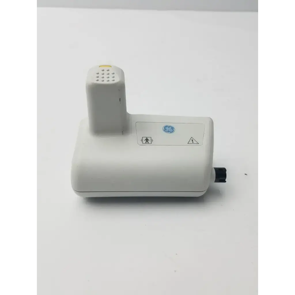 White ge capnoflex lf co2 monitoring accessory item with rectangular base and vertical cylindrical component