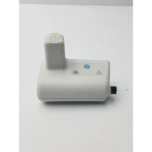 White ge capnoflex lf co2 monitoring accessory item with rectangular base and vertical cylindrical component