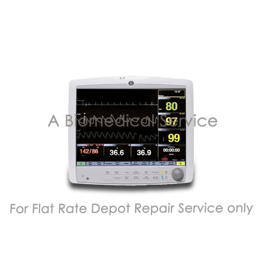 White ge carescape b850 patient monitor with touchscreen displaying vital signs for medical equipment repair service