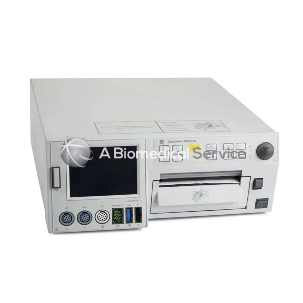 Silver-gray ge carestation x30 series medical monitor and printer unit with touchscreen and paper tray for fetal monitor repair service