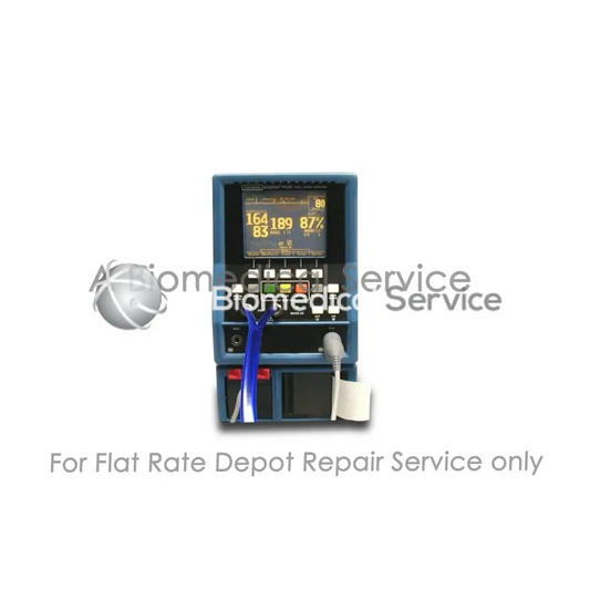 Blue GE Critikon Dinamap Plus medical equipment monitor with digital vital signs display and control buttons for repair service