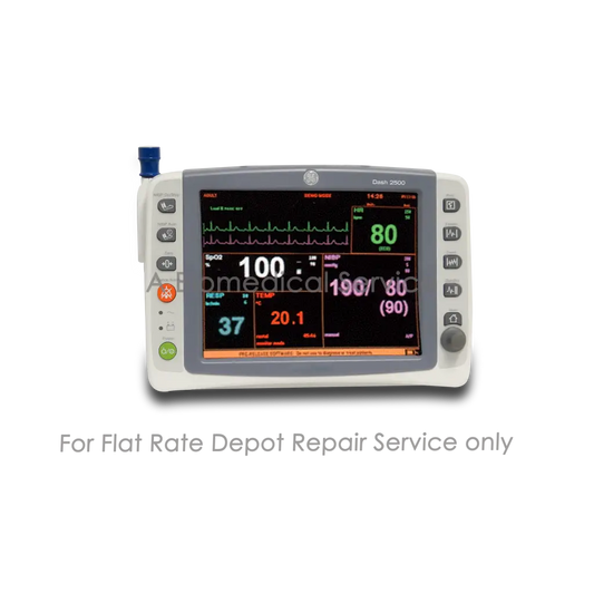 White ge healthcare dash 2560 patient monitor with digital vital signs display for medical equipment repair service