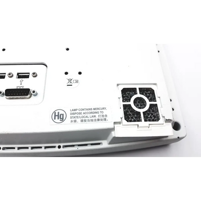 White plastic GE Datex-Ohmeda anesthesia patient monitor back with black filter and USB ports for anesthesia patient use