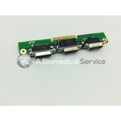Green circuit board with three connectors and gold-plated edge for engstrom carestation cs ventilator aisys model back side