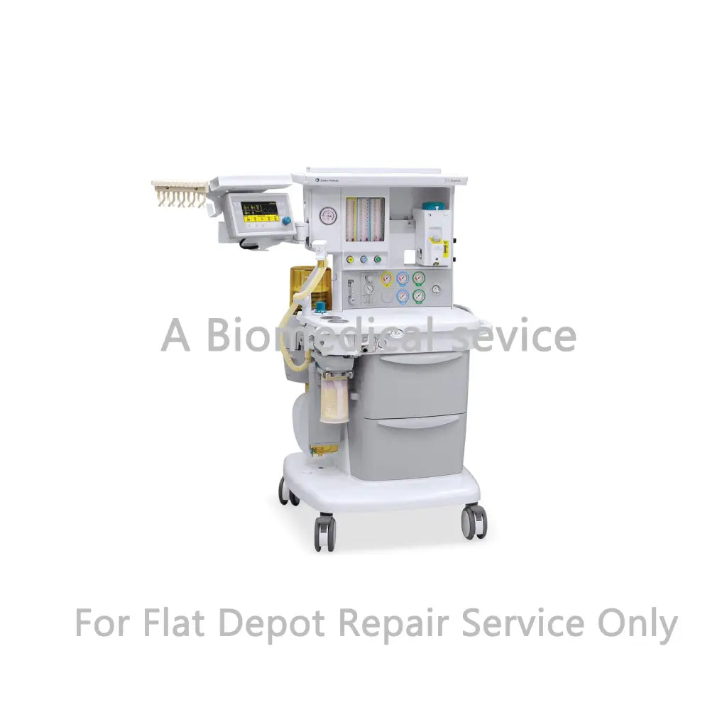 Gray and white medical equipment ge datex ohmeda s5 aspire anesthesia machine with control panels and tubing for repair service