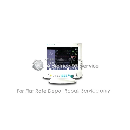 White GE Datex-Ohmeda S5 anesthesia monitor with sleek curved screen used for medical equipment repair service