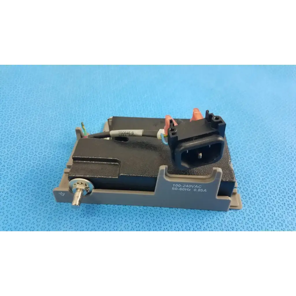 Black plastic ge ecg power supply assembly with gray bracket and orange terminals internal replacement component