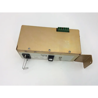 Gold-colored metal ge fb200724-11 pc000320 vivid 7 50/60 ultrasound power module with green terminal block and bracket