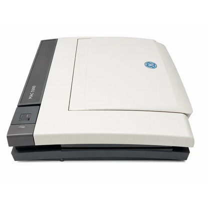 Georgetown mac 3500 flatbed scanner with white and dark gray design for biomed certified ecg analysis system with fold-up display