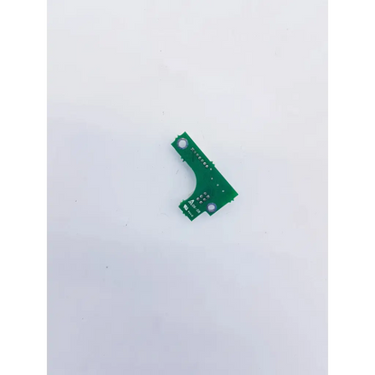 Green rectangular electronic circuit board with three mounting holes and curved cutout for ge mac series printer motor featuring spacelabs mpc860 cpu