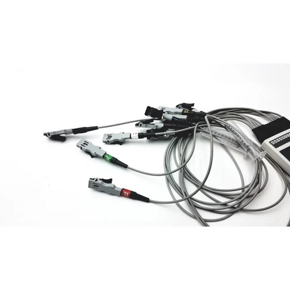 Gray medical cable set with t1 red and t8 green connectors at the back of ge marquette j0mf3726m acquisition module