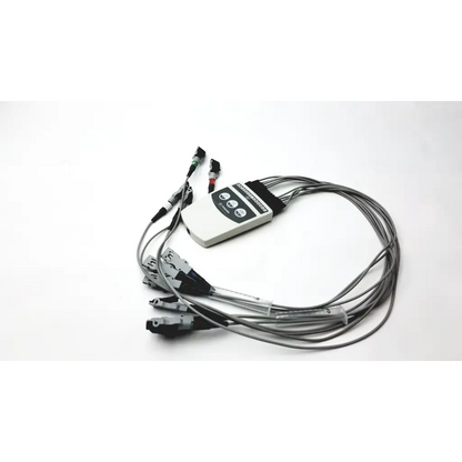 Gray and black medical monitoring cable set with compact control unit and labeled buttons for ge marquette j0mf3726m acquisition module