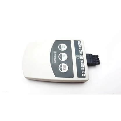 Beige ge marquette m2mf8944p acquisition module with dark gray control panel and labeled ports on the back side