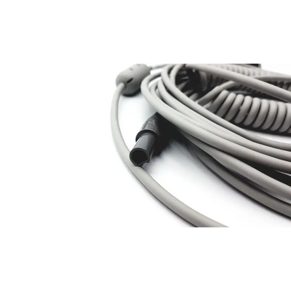 Gray coiled patient cable with black connectors for GE Medical 2016560-002 cam 14 coiled patient use