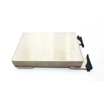 Rectangular stainless steel drawer slide with black plastic end caps for medical f41v5782g apexpro quad receiver