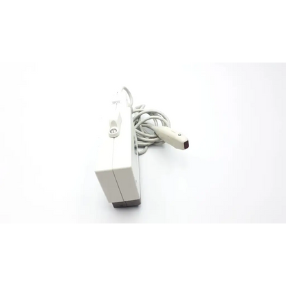 White ultrasound transducer with coiled cable and rectangular base unit for ge medical system 2298593 rev ultrasound transducer