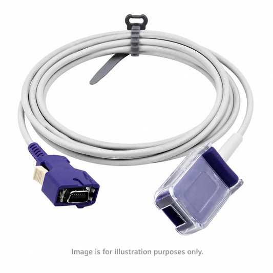 White medical monitoring cable with purple connectors and gray zip tie for nellcor oximax spo2 interface cable refurbished