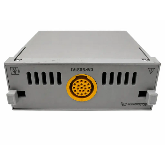 Gray plastic msn cap co2 module with yellow circular connector and ventilation slots for co2 monitoring