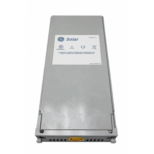 Gray metallic ge solar msn cap co2 module with white label showing and manufacturer info