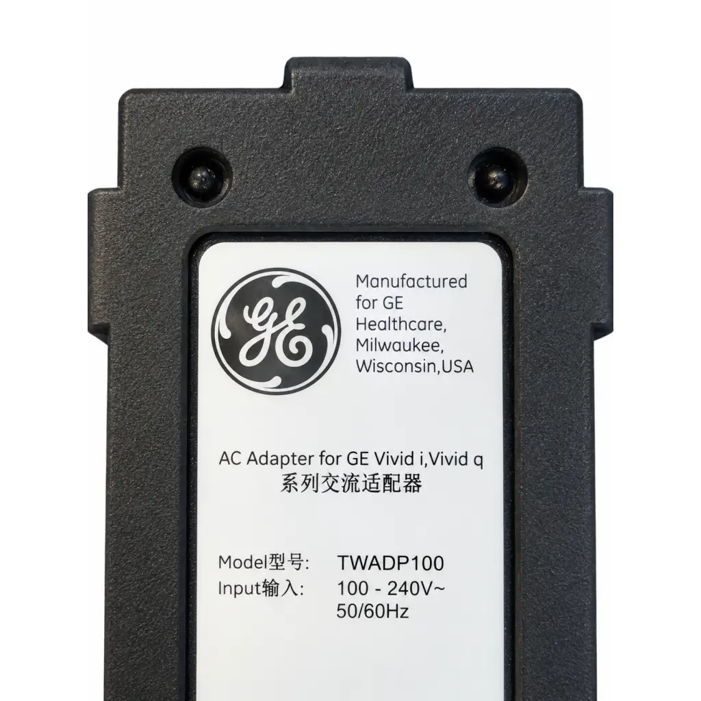 Black plastic ac adapter power supply model twadp100 for ge vivid i and vivid q ultrasound machines