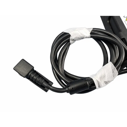 Black coiled adapter power supply cable with rectangular connector and protective plastic wrap for GE vivid ultrasound