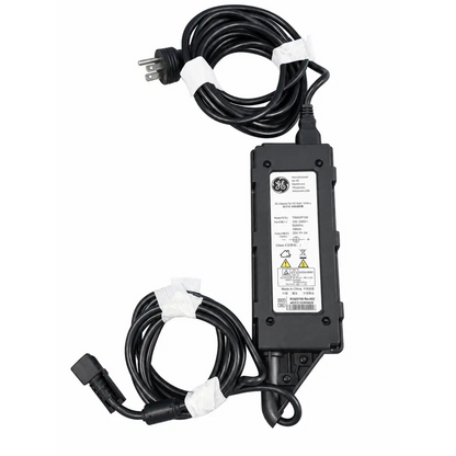 Black ge brand adapter power supply with coiled power cord and white tape for vivid i vivid q ultrasound