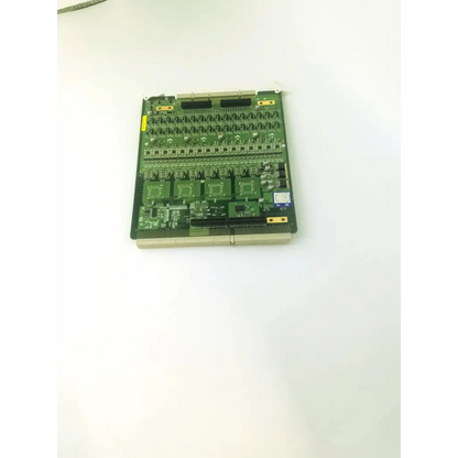 Green printed circuit board with multiple integrated circuits and connectors in ge ultrasound l1bfc assy rev 4