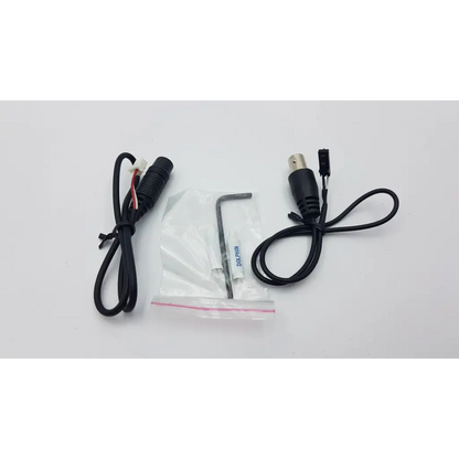 Black coiled cable with male bnc and female 3.5mm jack for general lock pendant mount camera security products
