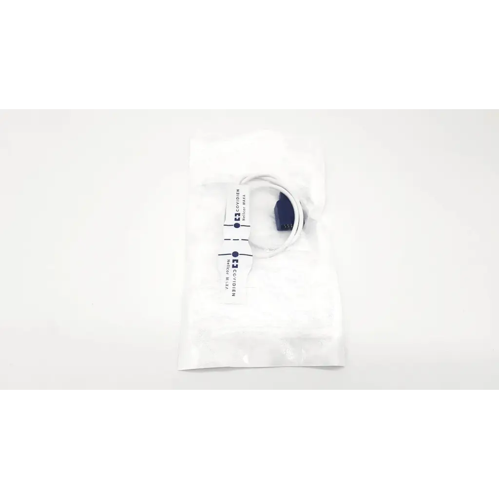 White medical cable with dark blue connector packaged in clear wrap for genuine nellcor ref maxa adult sp02 sensor 30kg